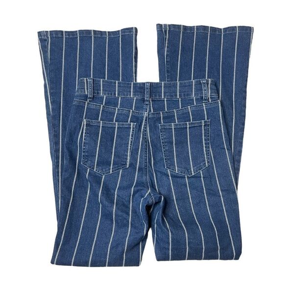 Gianni Bini Aztec Striped Flared High Waist Button Fly Flare Jeans - Picture 9 of 16